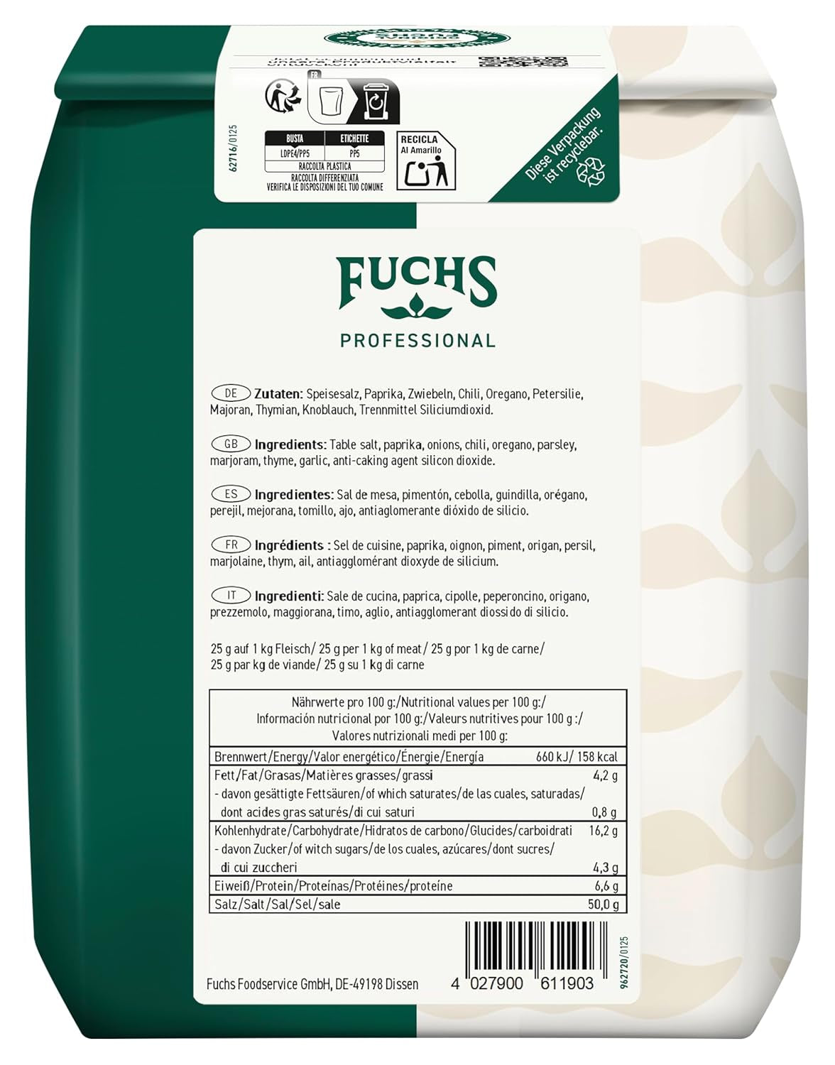 - Gyros Gewürzsalz | Gewürz für griechische Fleisch-Gerichte | Profi-Qualität für Großverbraucher | Worek 1 kg nadający się do recyklingu