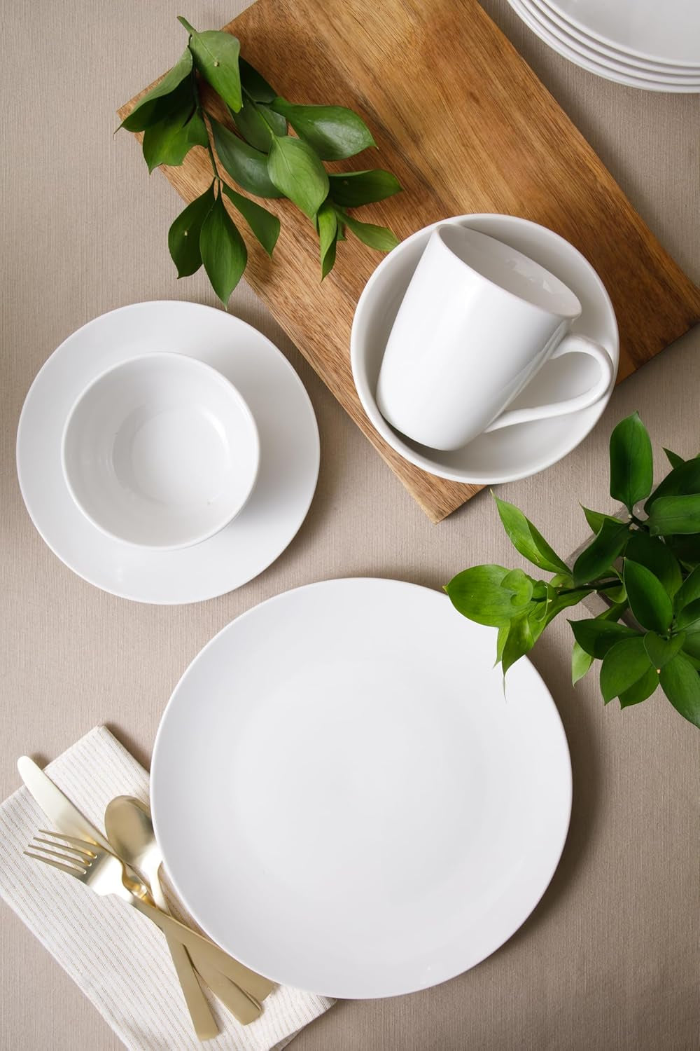 Set de veselă din porțelan Zen Buffet, serviciu pentru 6 persoane (30 piese), alb (cupe)