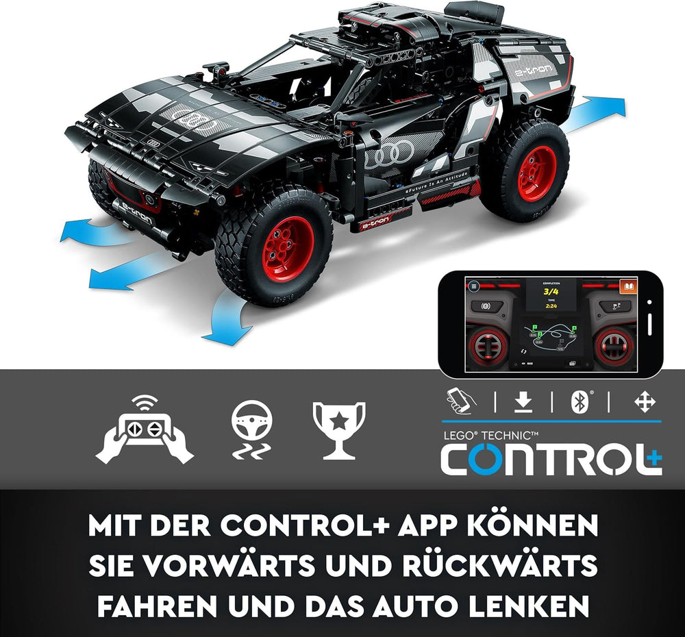 LEGO 42160 Technic Audi RS Q e-tron, zdalnie sterowany Rallye-Auto-Spielzeug, Dakar-Rallye-Geländewagen, App-steuerter RC mit Control+, Geschenk für Jungen, Mädchen und Fans ab 10 Jahren zum Bauen