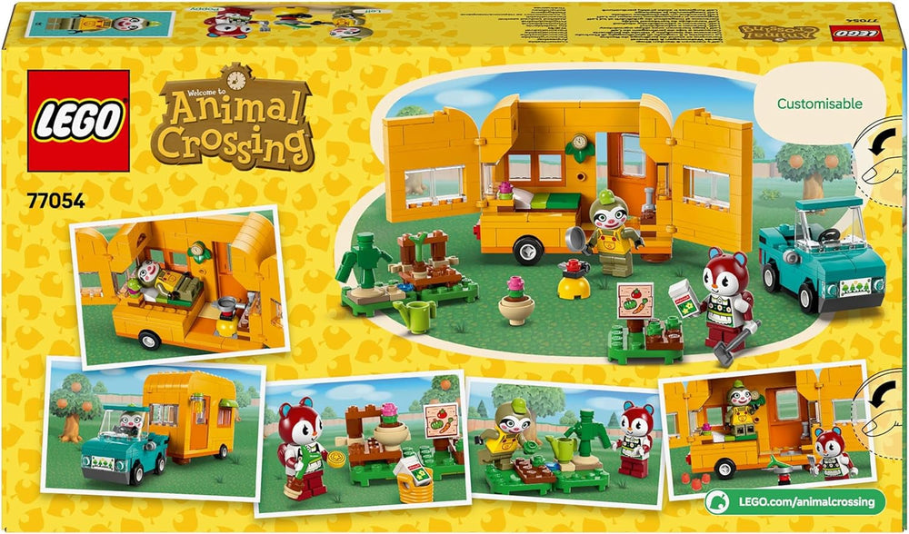LEGO Animal Crossing Przyczepa i ogród Gerda do odgrywania ról Zestaw samochodzik dla dzieci w wieku 7 lat dla dziewcząt i chłopców Prezent Gra wideo Zabawka z figurkami zwierząt 77054 Zestawy do budowania Besuche den LEGO-Store