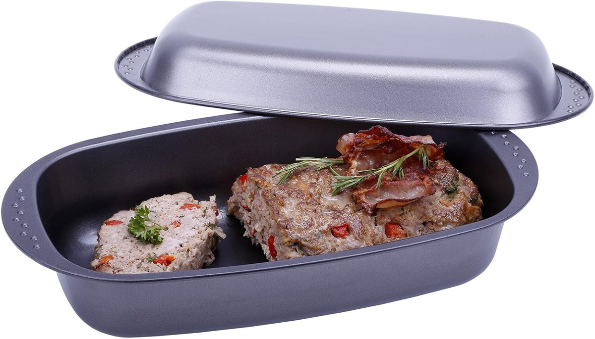 Chg 9942-04 Bratenform Mit Deckel, Antihaftbeschichte, antracytowo-metaliczny, 37 x 20 x 7 cm Formy i blachy do pieczenia Naty Shop