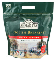 Ahmad Tea - English Breakfast - Ceai negru pentru micul dejun - Ceai Assam &amp; Ceylon - Pliculețe de ceai englezesc fără bandă, cu 2 g de ceai per porție - Pachet mare cu 300 de pliculețe de ceai (pachet cu 2)