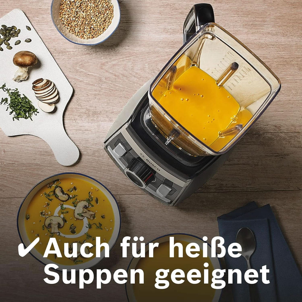 Bosch Mikser stojący Vitaboost MMBH6P6BDE, 6-Klingen-Edelstahlmesser, 2,5 l Tritan-Mixbehälter, Stopfer, 6 programów automatycznych, Rezeptbuch, Bpa-Frei, Einfache Reinigung, 45 000 U/Min, 1600 W, Schwarz Bucatarie Naty Shop