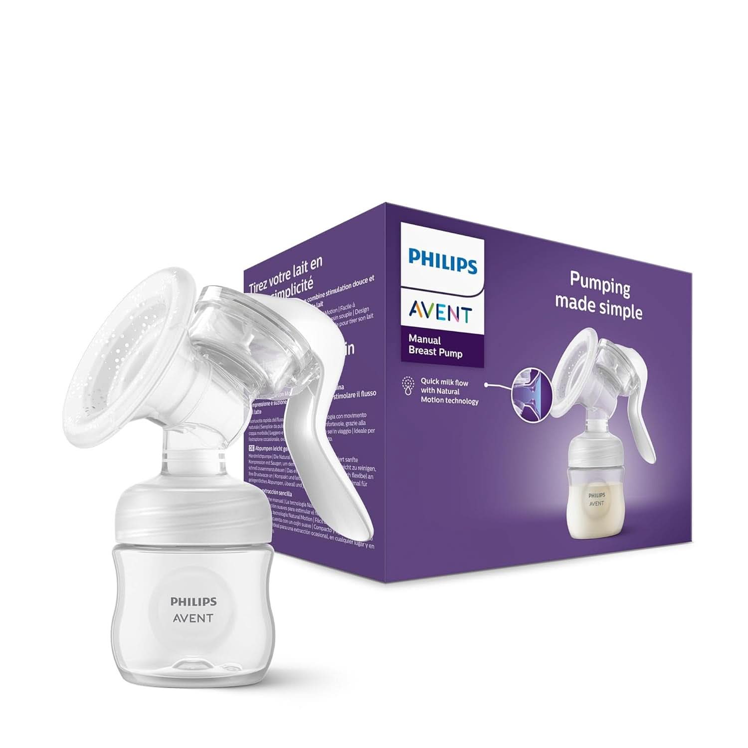 Philips Avent Handmilchpumpe - Einfaches Abpumpen, Mit Natural-Motion Technologie, Bpa-Frei (Modell SCF430/01) Przezroczyste akcesoria Żywność i karmienie piersią Bebe Naty Shop Nowa instrukcja