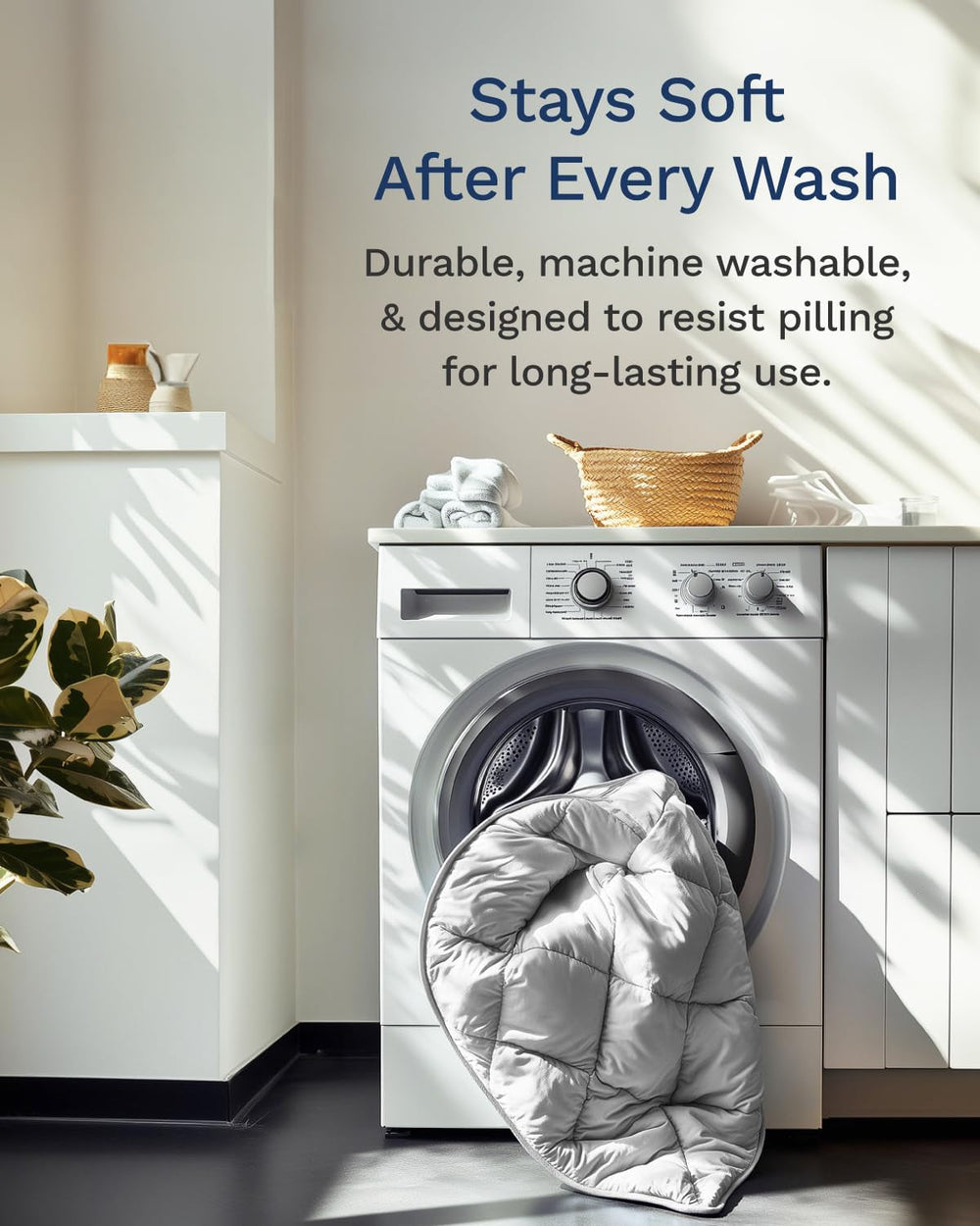 Dwustronna, puchowa kołdra All Seasons Twin/Twin XL – oddychająca, bardzo długa, wysokiej jakości, miękka mikrofibra – szara poszewka na kołdrę Kołdry i kołdry Naty Shop