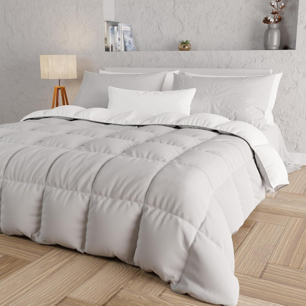 PETTI Artigiani Italiani - Koc zimowy na łóżko podwójne, maxi, monochromatyczny, dwustronny, biały, szary, 100% Made in Italy Kołdry i kołdry Naty Shop