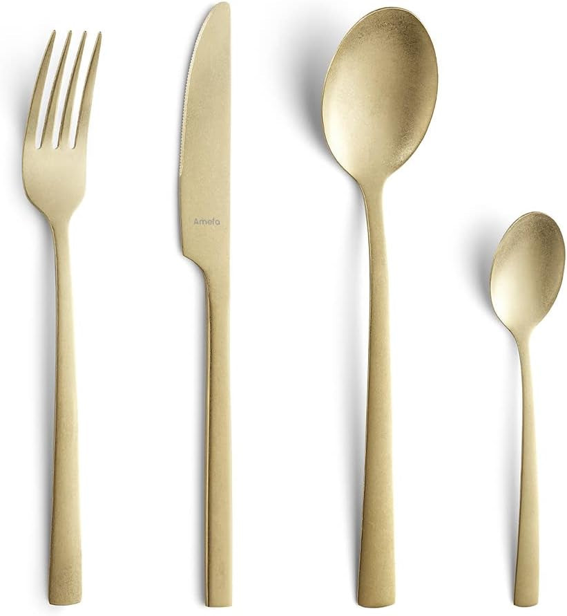 Zestaw sztućców Amefa MANILLE 16 sztuk, powłoka PVD, stal nierdzewna, ostrze ze stali 13/0, stal nierdzewna 18/0 Naty Shop