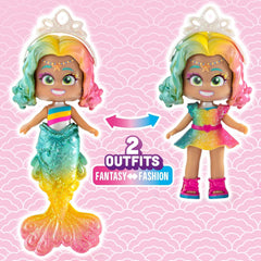 Syreny Coral Meerjungfrauen-Puppe mit 1 Muscheltasche, 1 Meerjungfrauenschwanz, 1 Haustier, Kleidung, Accessoires und Schuhe