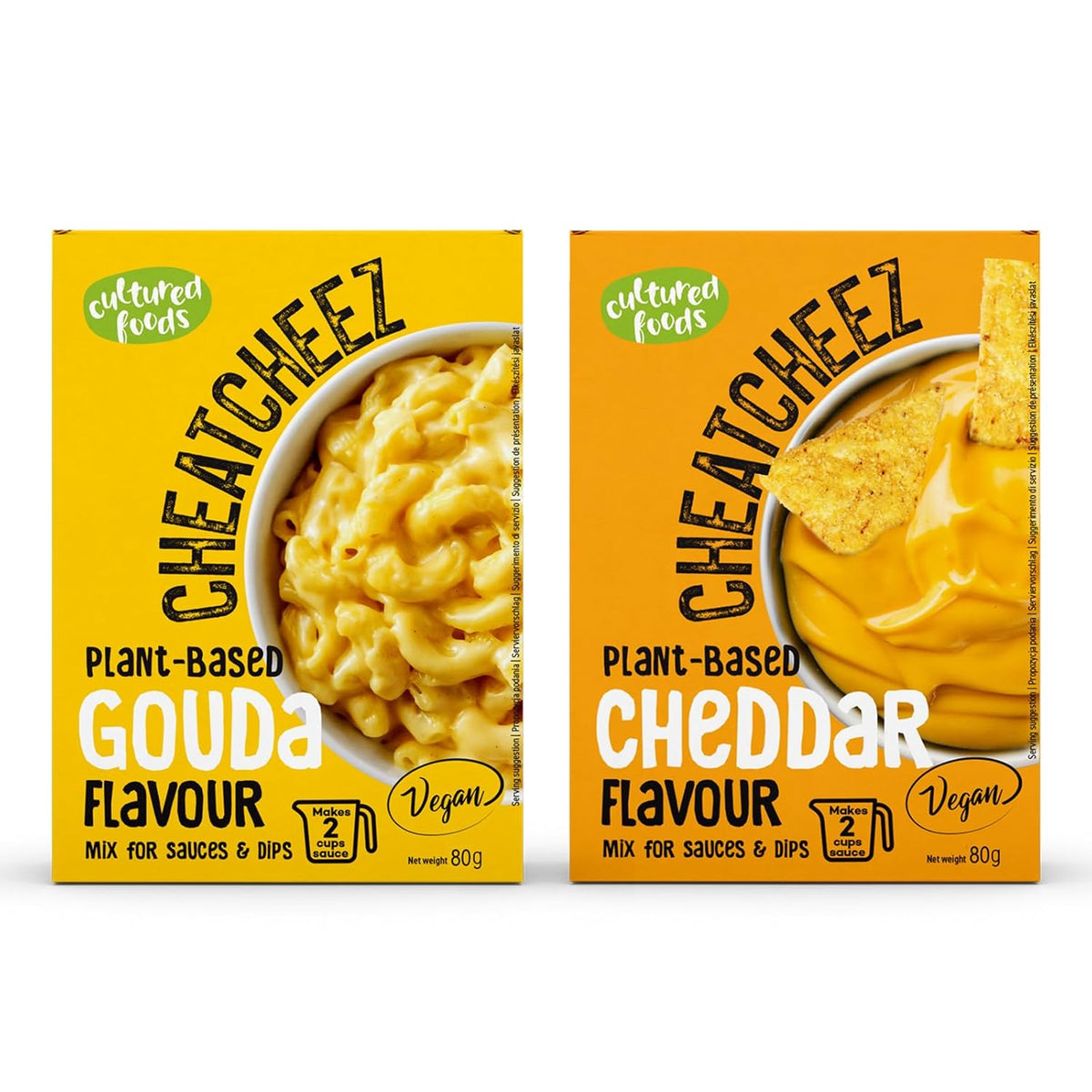 Pokarmy hodowlane Wegańskie Käse Käseersatz Laktosefrei Glutenfrei Zestaw 2-er Gouda i Cheddar CHEATCHEEZ