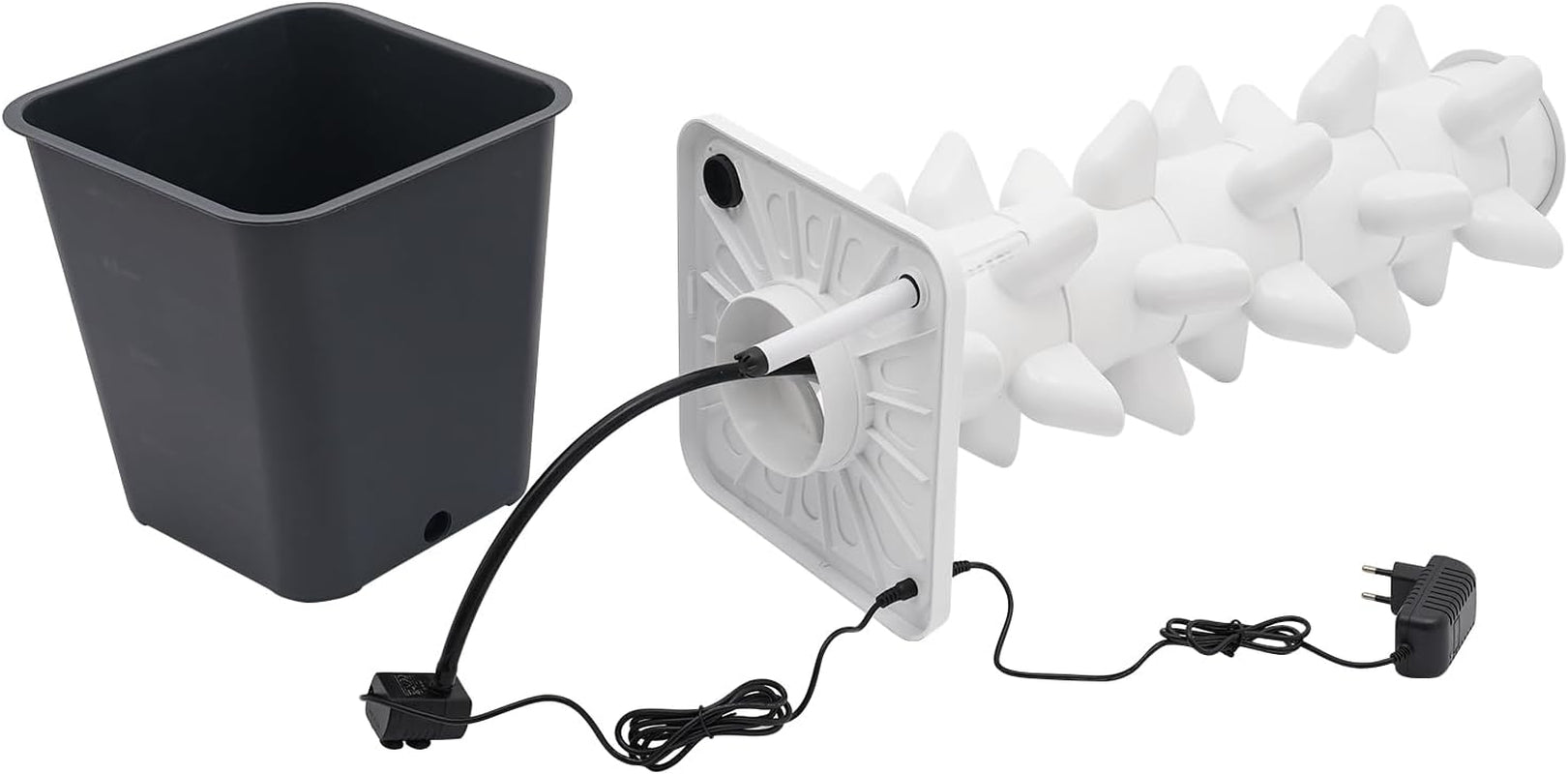 Wieża hydroponiczna z 30 kapsułkami, ogrodowy system uprawy hydroponicznej, 6-poziomowy zestaw do pionowej uprawy hydroponicznej, wieża aeroponiczna z pompą nawadniającą, adapterem i rozsadnikiem (szary)