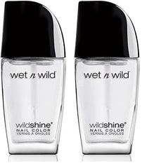 Lakier do paznokci Wet n Wild Wild Shine, bez formaldehydu, toluenu i ftalanów, długotrwała formuła szybkoschnąca, łaskoczący róż (2 szt.)