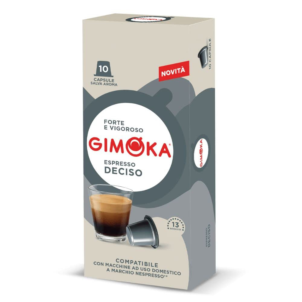 Gimoka Kaffeekapseln Espresso Deciso, Intensität 13/13-100 Kapsel - Kompatibel mit Nespresso* Haushalts-Espressomaschinen - 100 Stück (10 x 10 Getränke) - Hergestellt in Italien