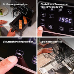 Kenwood Khealthy Twin Airfryer, 8L (2X4L), dwukomorowa, 8 programów, funkcja Dual Cook & Sync Finish, ekran dotykowy