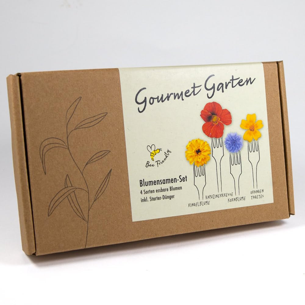 Blumensamen-Geschenkset GOURMET BLUMEN - 4 Sorten Essbare Blüten, Mit Biologischem Starterdünger