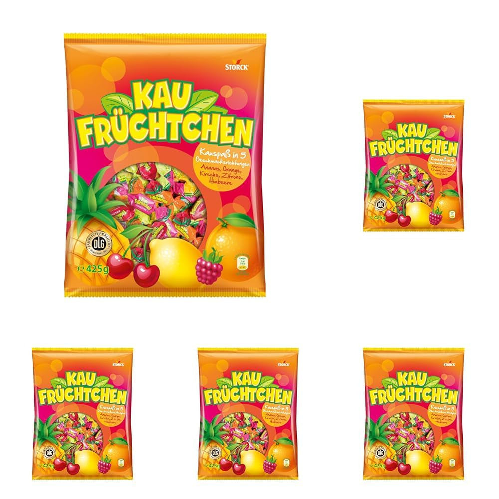 Kaufrüchtchen – 1 x 425G – karmelki w pięciu owocowych smakach Naty Shop