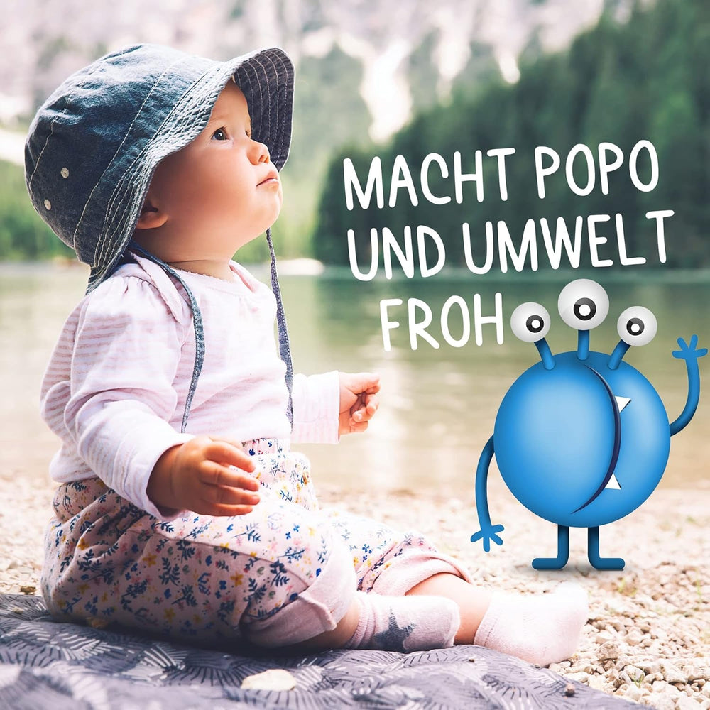 Spumă delicată PopoLino Baby pentru fund, în loc de șervețele umede pentru bebeluși. Spumă de curățare cosmetică vegană și naturală! Spumă pentru fund cu aloe vera, hamamelis, bergamotă și vitamina E. Face fundurile și mediul înconjurător fericite.