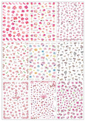 JMEOWIO Nagelsticker Frühling Blume 9 Blatt Nagelaufkleber Selbstklebend Rosa Blüte Nail Art Sticker Dekoration Nageldesign Zubehör