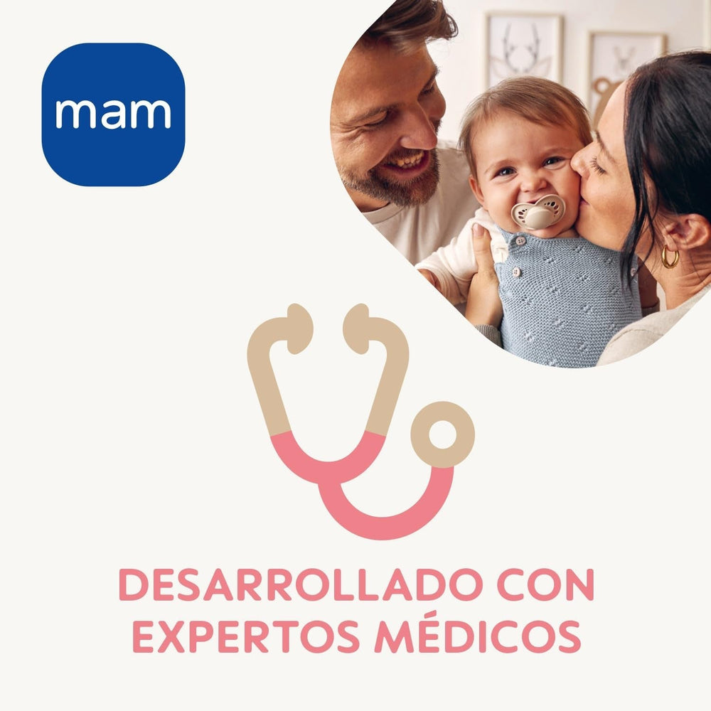 Set MAM Nou-născut, Set Cadou, format din: 2 x Biberoane Anti-Colic 160 ml, 1 x Biberon Anti-Colic 260 ml, 1 x Suzetă Original Start, 1 x Broșă pentru suzetă, de la 0 luni, Neutro