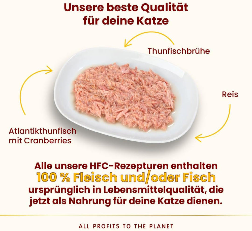 Almo Nature HFC Urinary Help - Nassfutter für Katzen - Unterstützung für die Harnwege - Atlantischer Thunfisch & Cranberries - Human Grade, Monoprotein, Glutenfrei - 24x50g