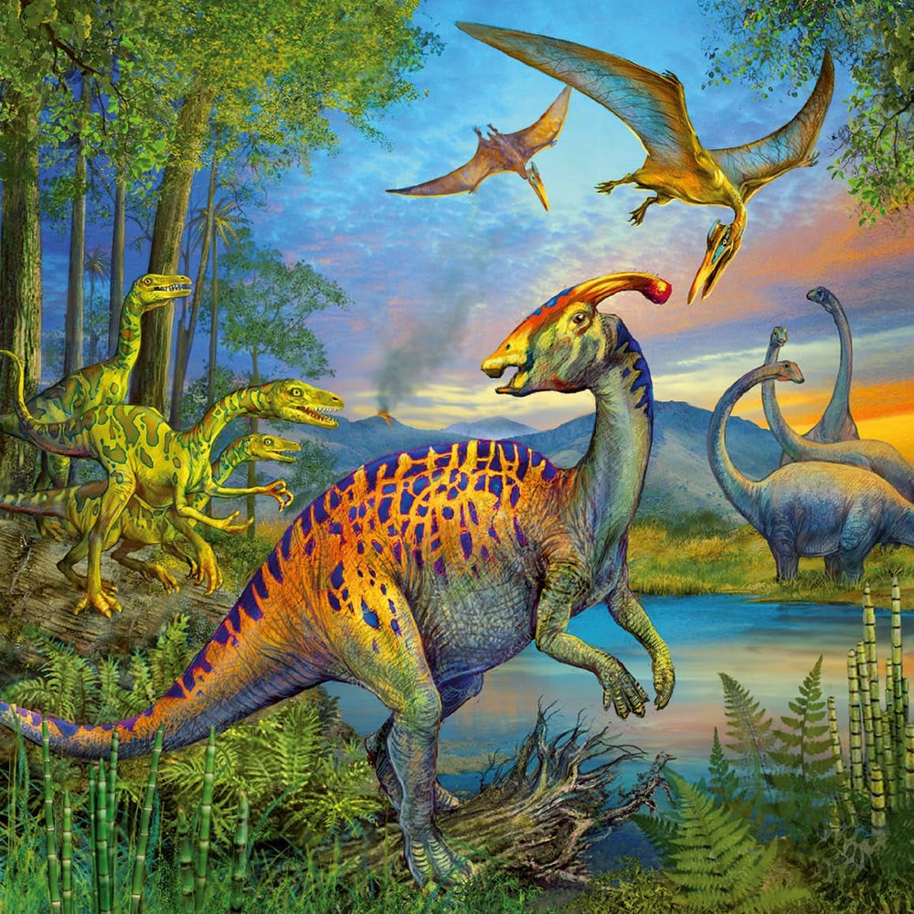 Ravensburger Puzzle jigsaw pentru copii - 09317 Fascinația dinozaurilor - puzzle jigsaw pentru copii de 5 ani și peste, cu 3X49 piese Puzzle Naty Shop