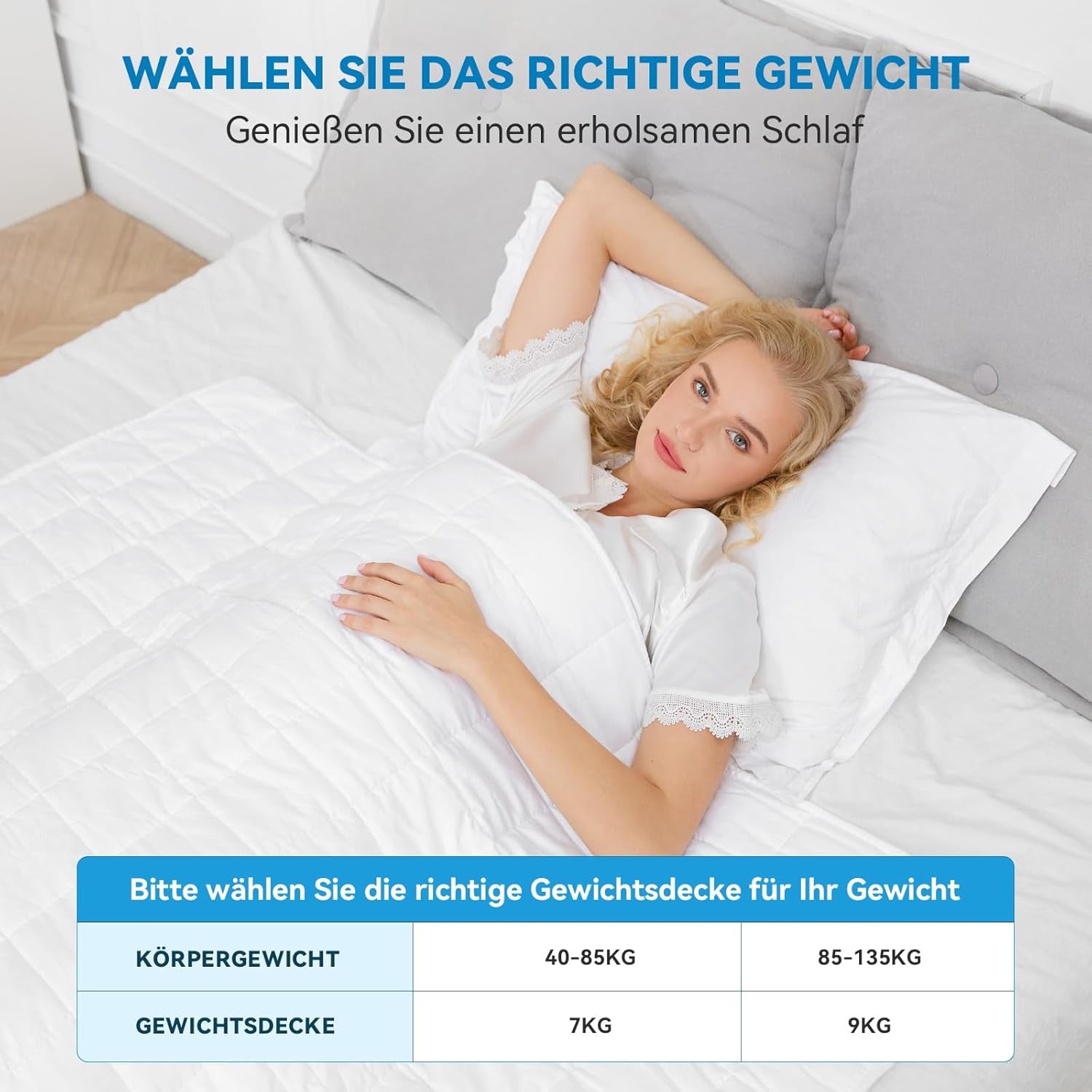 Koc obciążany 7Kg 135X200Cm, koc obciążany ze 100% bawełny, koc obciążany dla dorosłych do głębokiego snu, koc ciężki, koc do terapii antystresowej, koc relaksacyjny Łóżka i koce Besuche den Autsel-Store