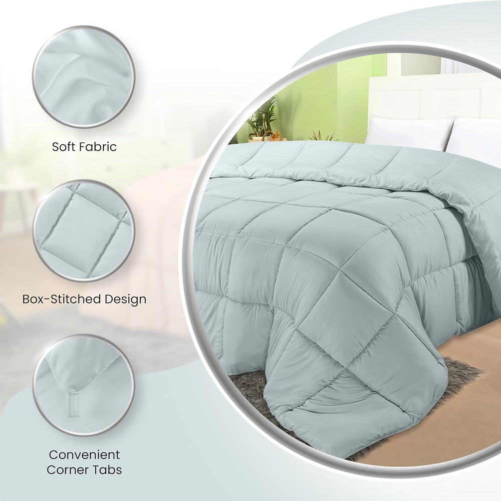 Pościel Utopia All Season Kołdra 250 g/m² Pluszowe wypełnienie z włókna silikonowego Podwójne łóżko szyte w pudełku (łóżko podwójne XL jasnoszare) Naty Shop Kołdry i kołdry