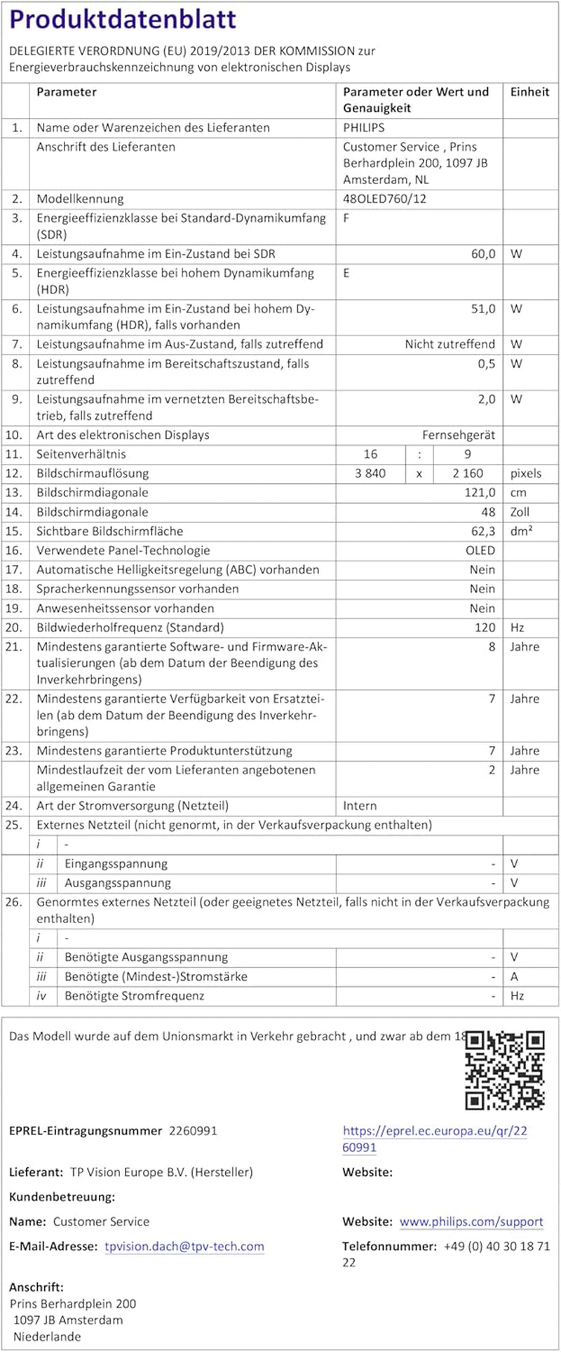 Televizor inteligent OLED 4K Philips Ambilight 48OLED760 - ecran de 48 de inci cu motor P5 AI Perfect Picture, Ultra HD, sistem de operare Titan, Dolby Vision și sunet Atmos - Funcționează cu Alexa și Google Assistant