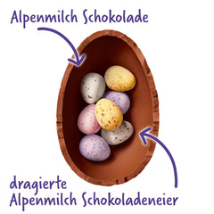 Milkshake Me Egg – czekoladowe jajko nadziewane mini kolorowymi jajkami z alpejskiej mlecznej czekolady – 97g