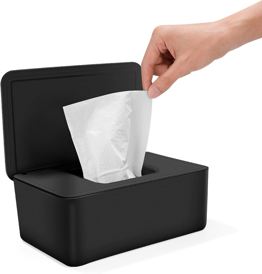 Pudełko na chusteczki nawilżane z pokrywką, pudełko na chusteczki nawilżane, dozownik chusteczek nawilżanych dla dzieci, wodoodporne i szczelne pudełko do przechowywania, dozownik chusteczek nawilżanych do łazienki, kuchni, biały