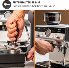 Espressor manual Krups Precision cu portafiltru și râșniță, aparat de cafea barista cu panou de control intuitiv, setări de pre-infuzare, espressor cu duză de abur, încălzire rapidă, XP801T10