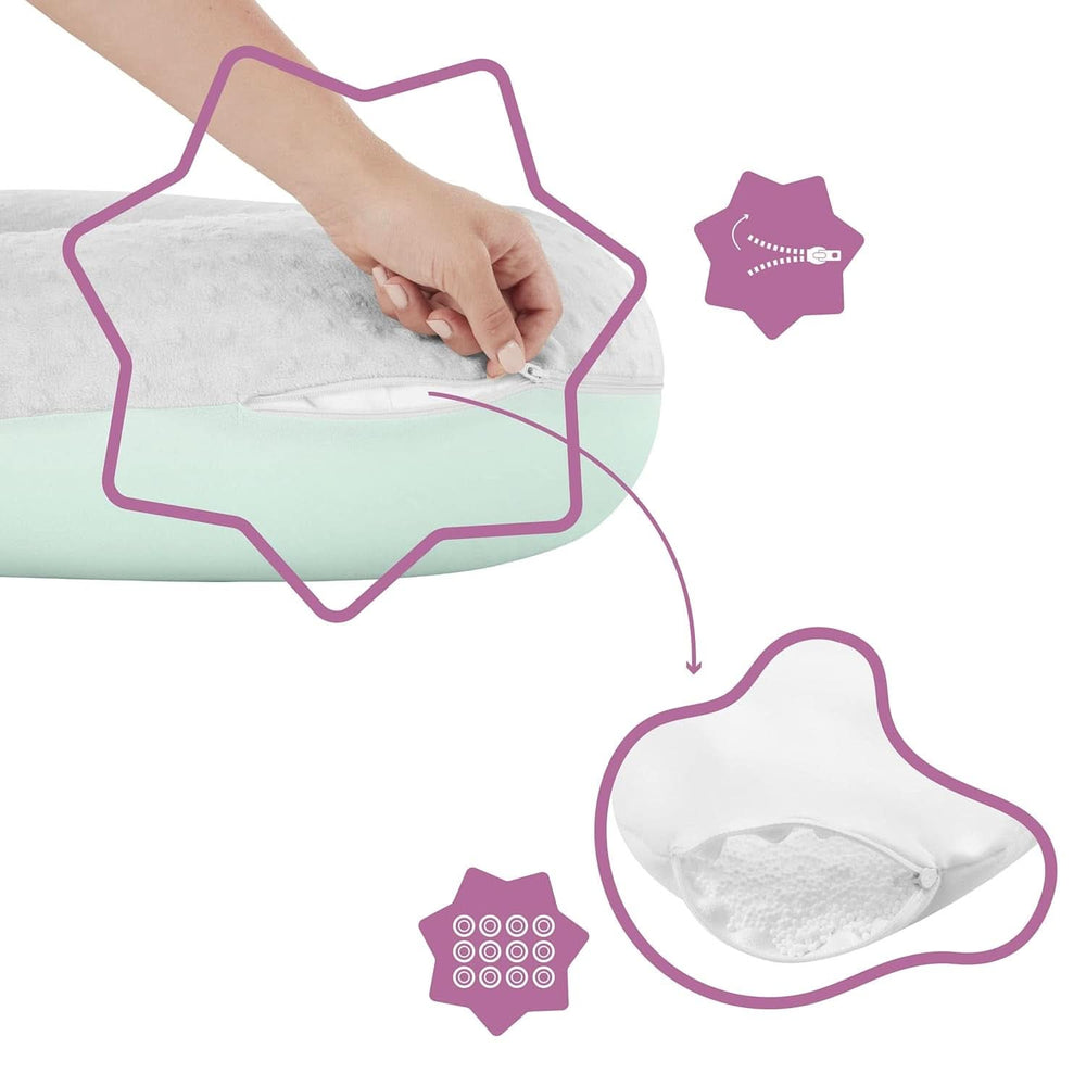 Badabulle Poduszka do karmienia i puszysta poduszka ciążowa 150 cm z pokrowcem o ergonomicznym kształcie Akcesoria Żywność i karmienie piersią Sklep Bebe Naty