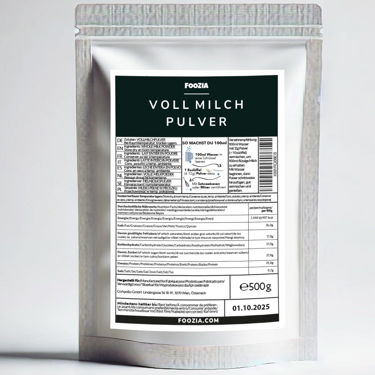 Milchpulver Vollmilchpulver Aus Reiner Frisch Milch Hergestellt 500g von Foozia