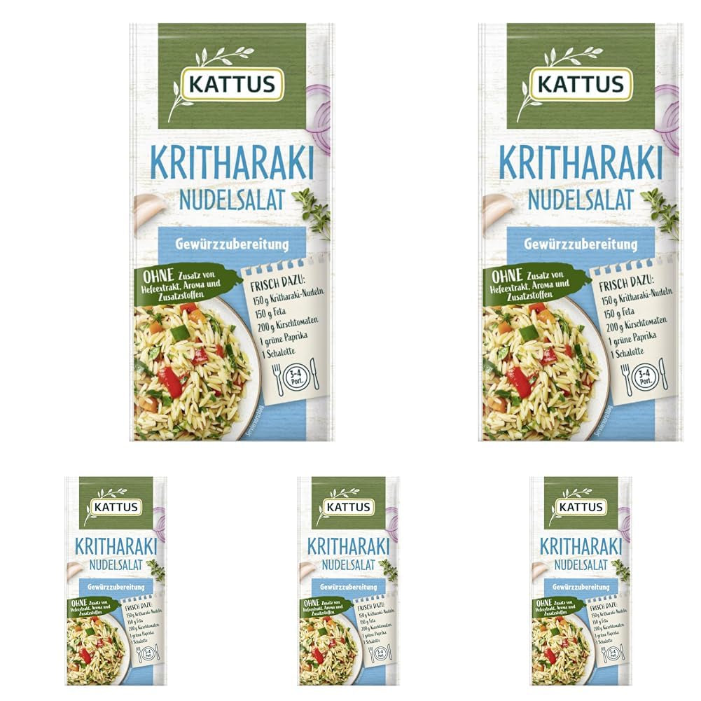 - Kritharaki-Nudelsalat Gewürzzubereitung | Przyprawa na 3-4 porcje | Ohne Zusatz von Fefeextrakt, Aroma und Zusatzstoffen | 12 g w torbie