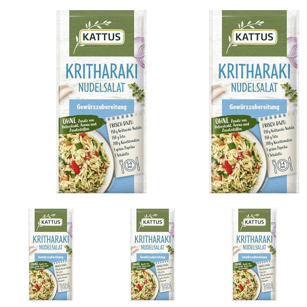 - Kritharaki-Nudelsalat Gewürzzubereitung | Przyprawa na 3-4 porcje | Ohne Zusatz von Fefeextrakt, Aroma und Zusatzstoffen | 12 g w torbie