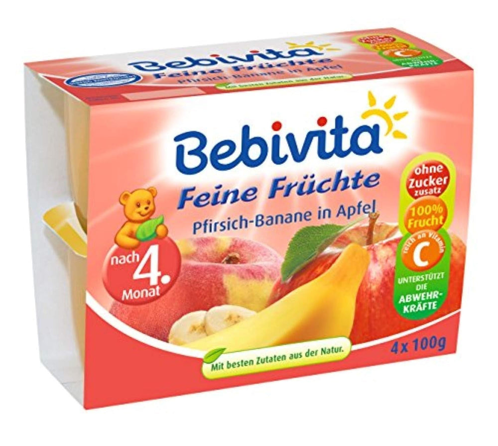 Brzoskwiniowo-bananowy w soku jabłkowym, opakowanie 6 szt. ( 6 X 4 X 100 G ) Matka i Dziecko Naty Shop