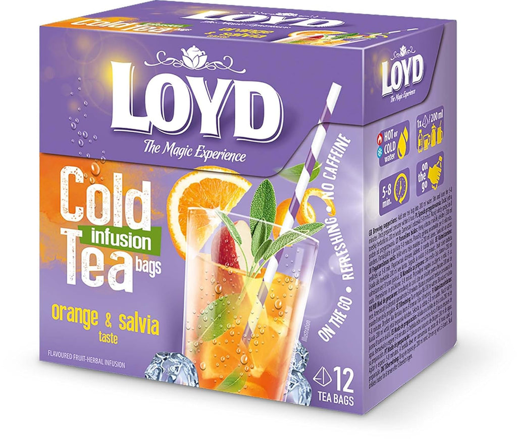 LOYD - Ceai rece cu căpșuni și zmeură - 12 pliculețe piramidale, ceai rece de vară, ceai rece aromatizat, cu ingrediente naturale, apă aromatizată, fără adaos de zahăr, preparat la rece - 30 g