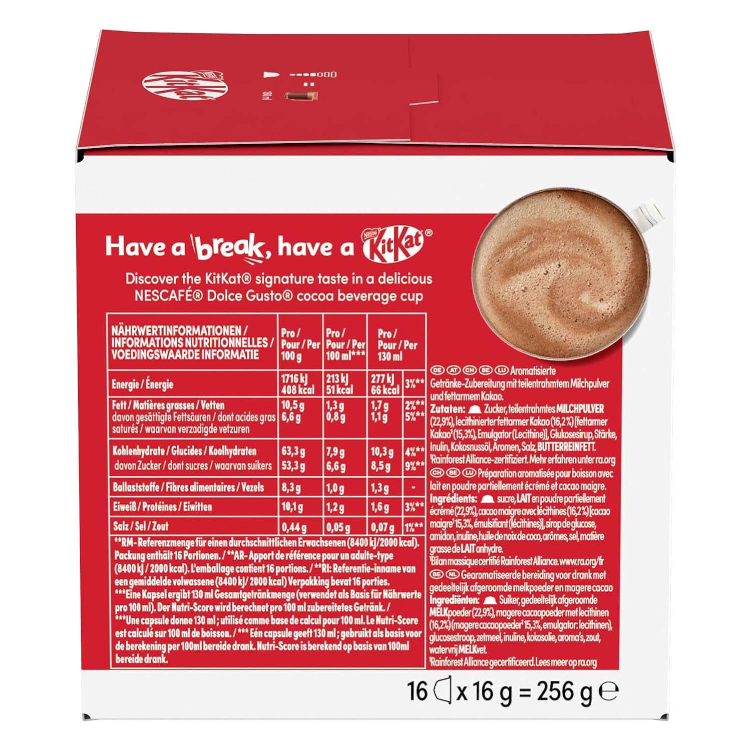 NESCAFÉ DOLCE GUSTO Kit Kat Kakaokapseln 3er Pack (3 x 16 Kapseln)