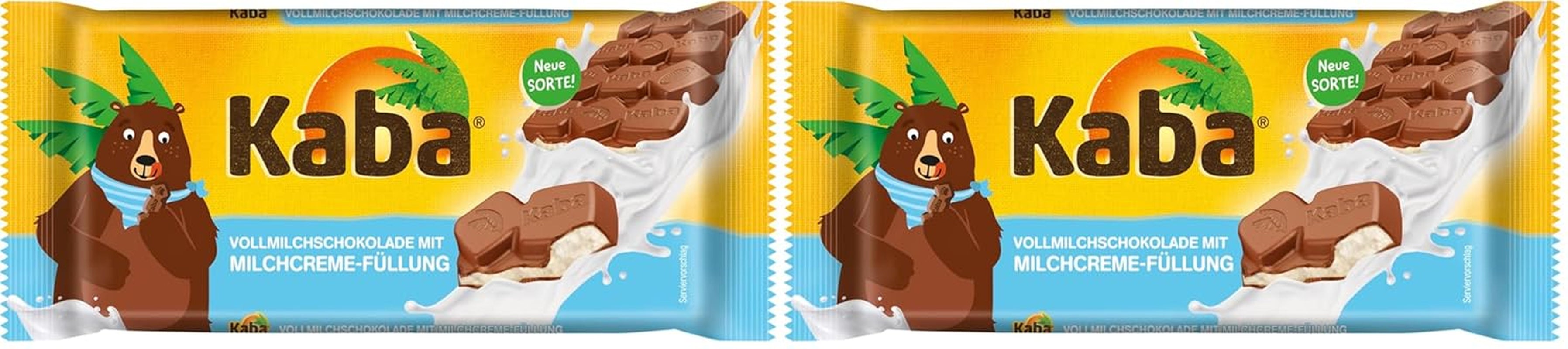 Kaba Pełne Mleko i Krem Mleczny Tabliczka Czekoladowa Nadziewana Czekoladą 90g Batonik Czekolada Rozpływająca się z Lekką Śmietanką Mleczną i Oryginalnym Smakiem Kaba (2 sztuki w opakowaniu)