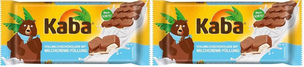 Kaba Pełne Mleko i Krem Mleczny Tabliczka Czekoladowa Nadziewana Czekoladą 90g Batonik Czekolada Rozpływająca się z Lekką Śmietanką Mleczną i Oryginalnym Smakiem Kaba (2 sztuki w opakowaniu)