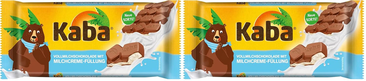 Kaba Pełne Mleko i Krem Mleczny Tabliczka Czekoladowa Nadziewana Czekoladą 90g Batonik Czekolada Rozpływająca się z Lekką Śmietanką Mleczną i Oryginalnym Smakiem Kaba (2 sztuki w opakowaniu)