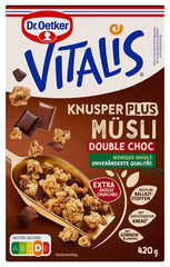 Dr. Oetker Vitalis KnusperPlus Double Chocolate: Chrupiące musli z mleczną i gorzką czekoladą, opakowanie 7 szt. (7 x 450 g)