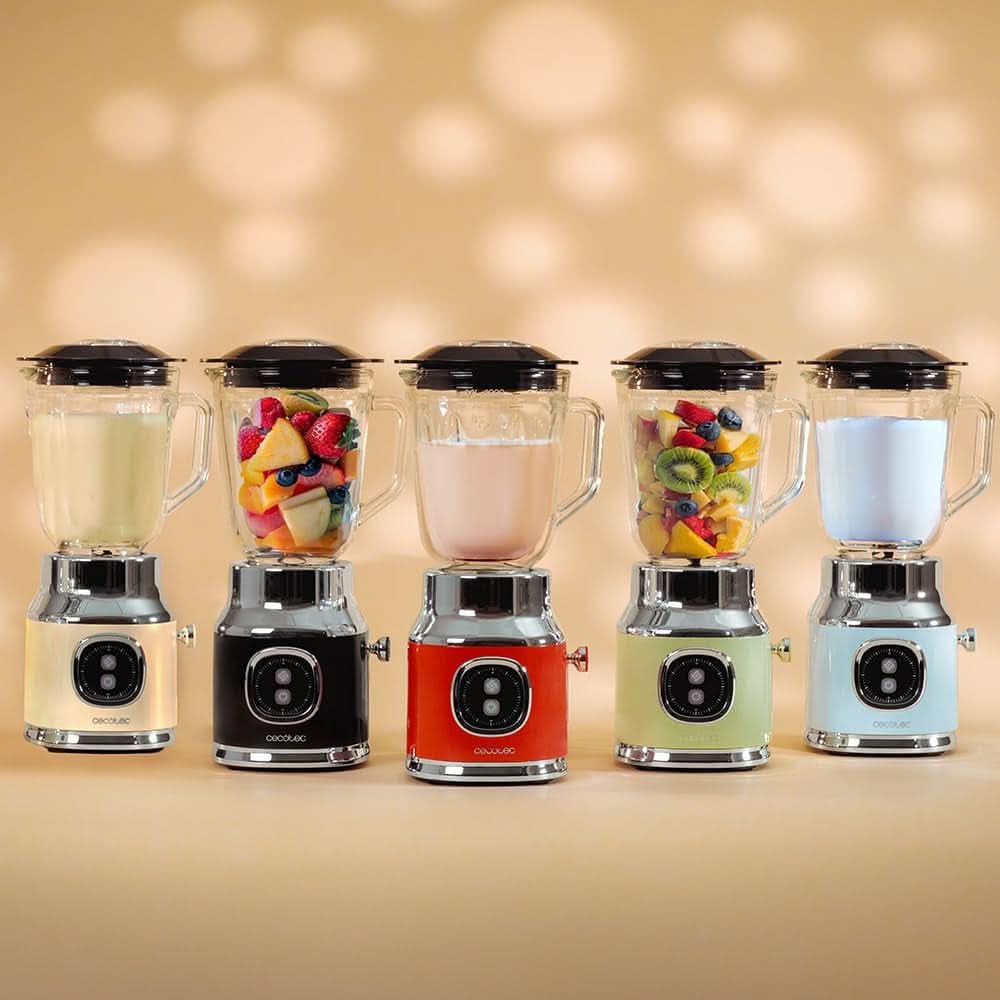 Mikser stojący Cecotec Retro Retrotwist w kolorze zielonym. 800 W Maximale Leistung, funkcja impulsowa, 4-Klingen-Messer Mit Schwarzer Titanbeschichtung Und 1L Krug, Vintage-Design w Grün Kitchen Naty Shop