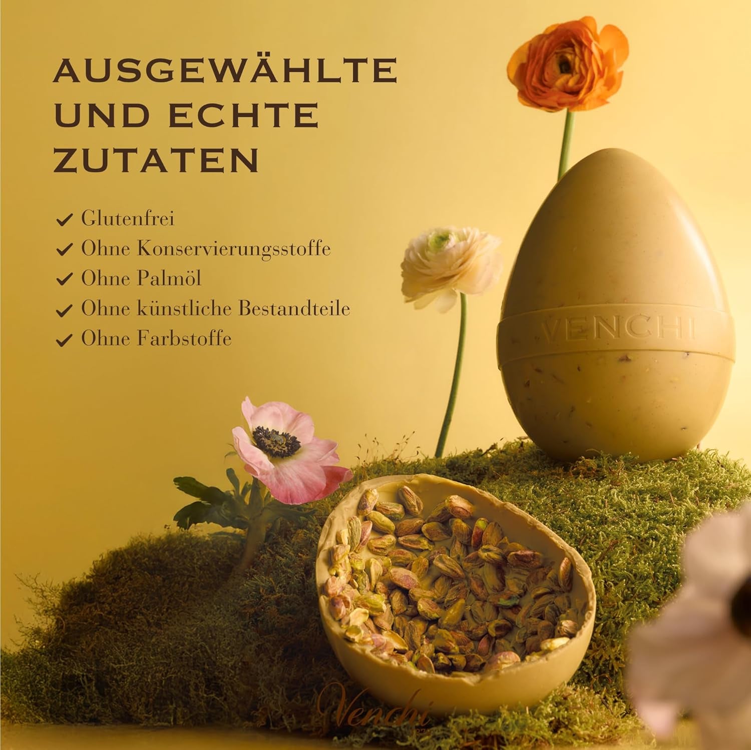 Venchi - Czekoladowe jajko o smaku pistacjowym, z całą pistacją, z niespodzianką, bezglutenowe, 500g, kolekcja wielkanocna, pomysł na prezent