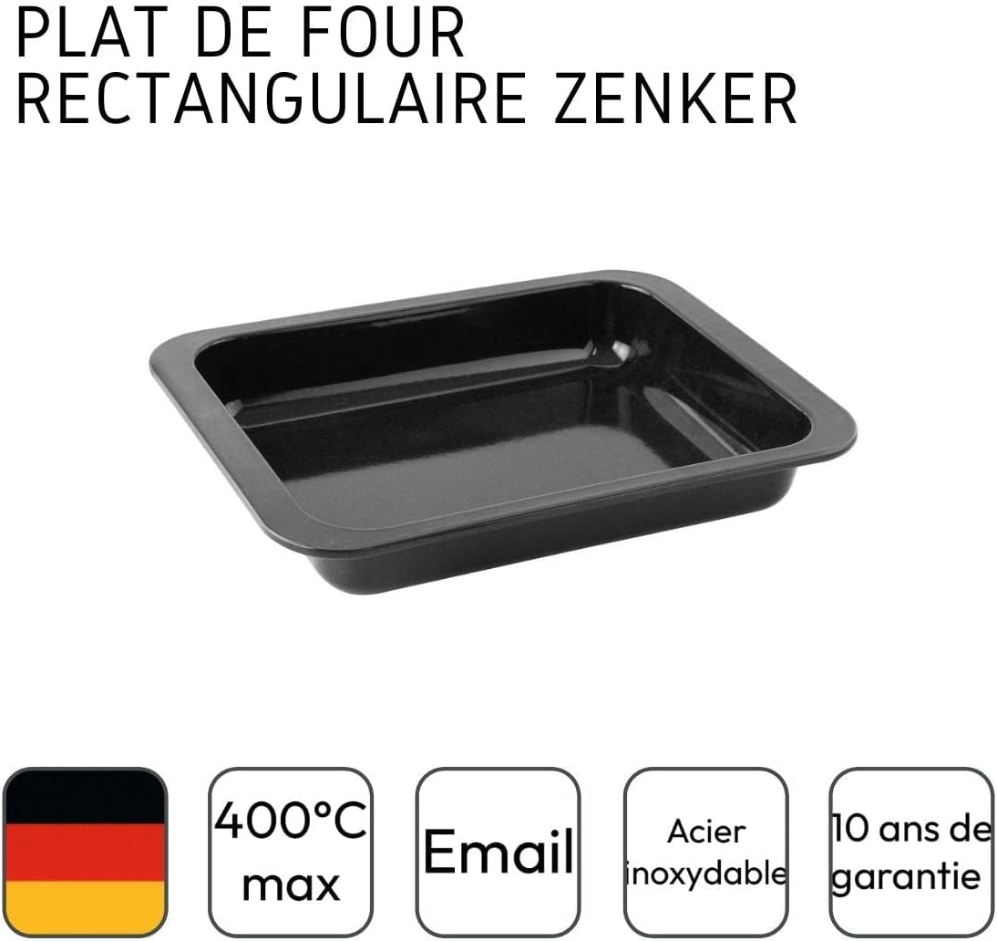 Zenker Ofenbackform (33 X 5 X 25 Cm) SPECIAL COOKING, Rechteckige Auflaufform Mit Enamelle-Versiegelung, Backform Mit Extra Hohem Rand (Farbe: Schwarz), Menge: 1 Stück Formy i blachy do pieczenia Naty Shop