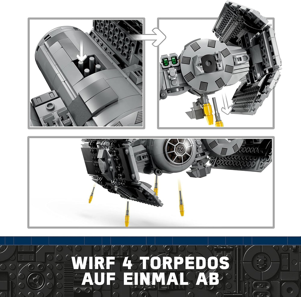 Zestaw LEGO Star Wars Bombowiec TIE z minifigurkami Dartha Vadera z mieczem świetlnym i droidem Gonk, zabawka do zbudowania myśliwca gwiezdnego jako prezent 75347 Zestawy do budowania Besuche den LEGO-Store