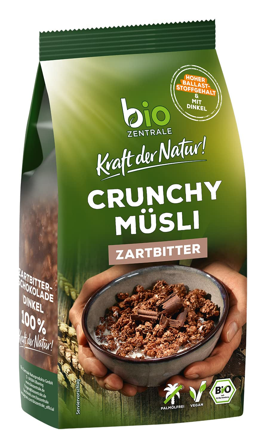 Chrupiące musli z jagodami Biozentrale | 375 g organicznego musli | Idealny na śniadanie i filiżankę musli na wynos | Alternatywa dla batonów musli