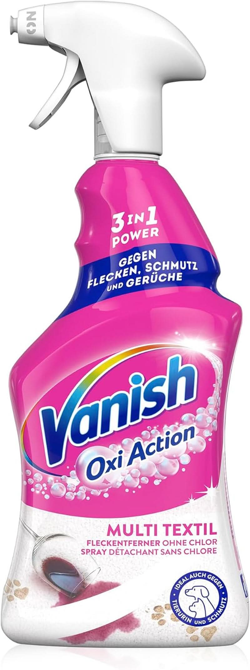Vanish Oxi Action Multi - Odplamiacz do tekstyliów w sprayu - 660 ml - Detergent do tekstyliów do dywanów i tapicerki - przeciw brudowi i zapachowi moczu Naty Shop