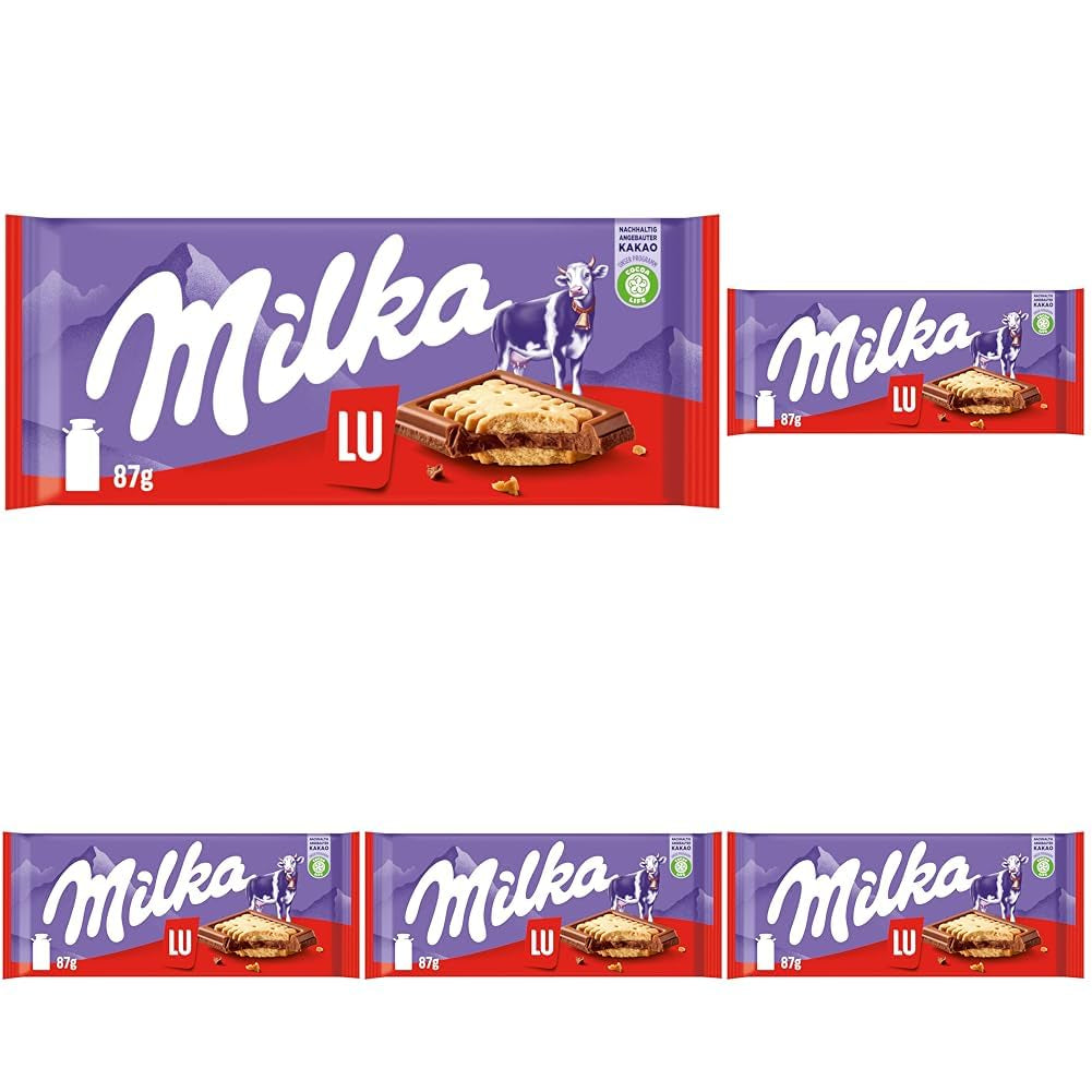 Milka LU – Alpejska czekolada mleczna z chrupiącymi ciasteczkami LU – 87g