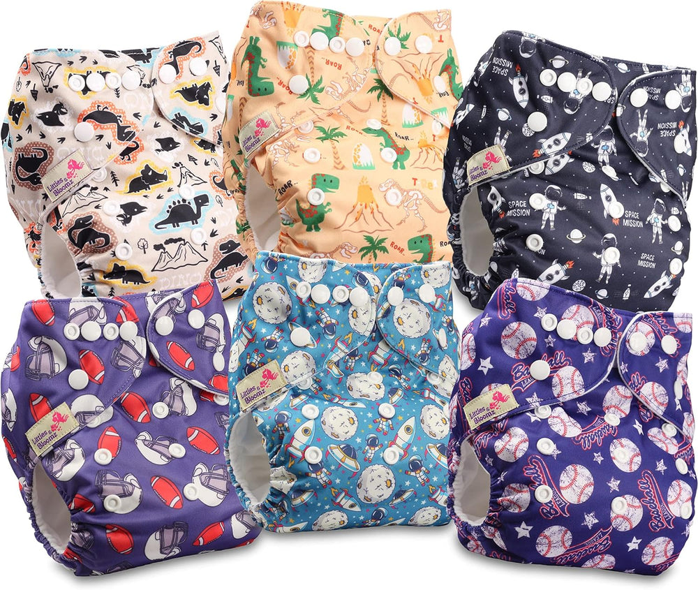 Littles and Bloomz FLP2-0406 Standardowa pieluszka wielokrotnego użytku z klipsem, 4 pieluszki