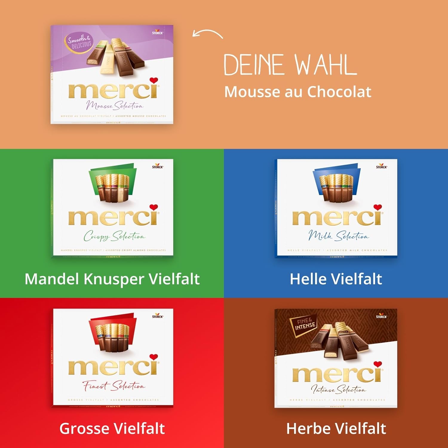 merci Finest Selection Mousse au Chocolat Variety – 1 x 210 g – Specialties Exquisite Chocolate Mousse – Praliny z nadzieniem i bez